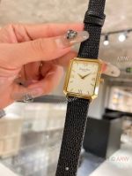 High Quality Replica DIOR MALICE Black Lizard Pattern Leather Strap Beige Face Dial Gold 316 Stainless Steel Case Watch 32mm